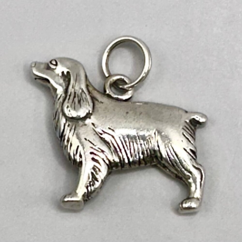 Cocker Spaniel Dog Pendant Hand & Hammer Signed H&H 925 Sterling Silver Charm